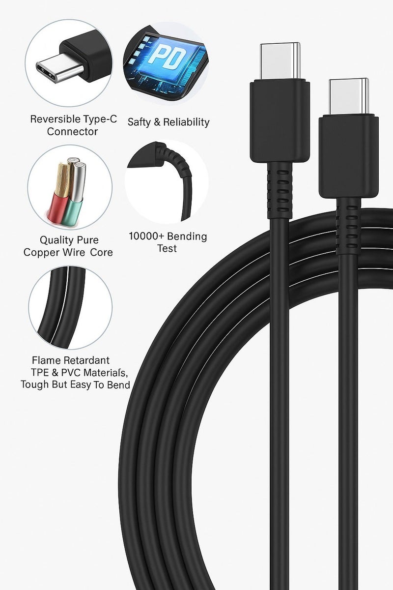 شاحن حائط 45 وات مع كابل تايب سي 5 أمبير | شحن فائق السرعة Super Fast | متوافق مع أجهزة تايب سي - Image 3